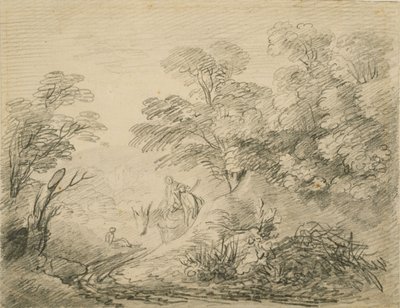 المناظر الطبيعية المشجرة مع الحمار والأشكال ، ج 1759 (الجرافيت على الورق) بواسطة توماس غينزبورو
