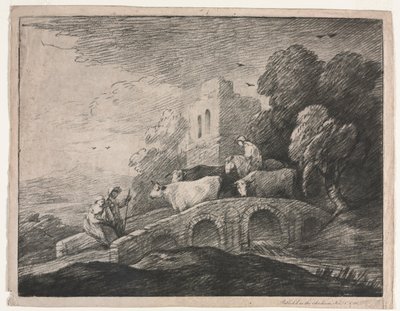 المناظر الطبيعية المشجرة مع الرعاة يقودون الماشية ، 1779-1780. بواسطة توماس غينزبورو