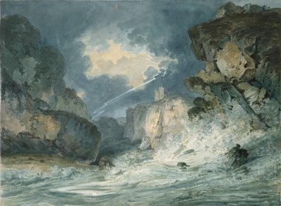 قلعة دونستانبرج ، نورثمبرلاند ، في عاصفة رعدية ، c1794 بواسطة توماس غيرتين