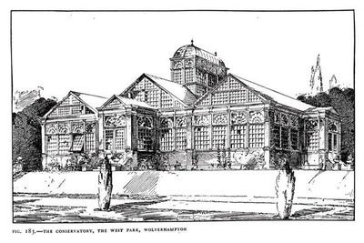 The Conservatory ، the West Park ، Wolverhampton ، من "The Art and Craft of Garden Making" ، تم نشره عام 1900 (litho) (b / w photo) بواسطة توماس هايتون موسون