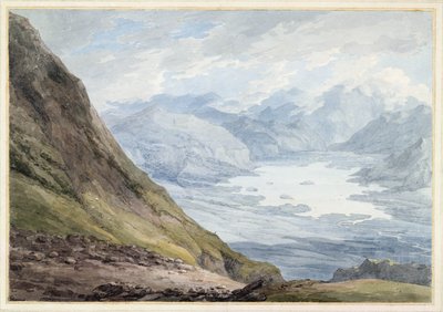 منظر من Skiddaw فوق Derwentwater (مرحاض فوق قلم رصاص على ورق) بواسطة توماس هيرن