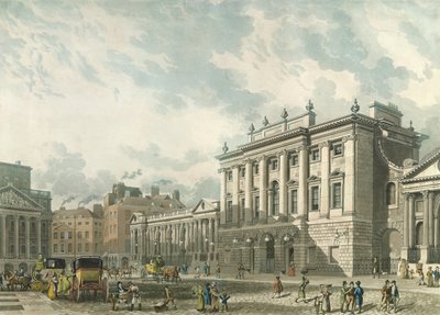 منظر لبنك إنجلترا ، منقوش بواسطة دانيال هافيل (1785-1826) ، حانة. 1816 من قبل "مستودع الفنون" لأكرمان (أكواتينت) بواسطة توماس هوسمر شيبرد