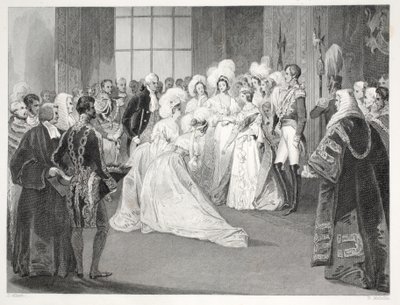 غرفة الرسم للملكة فيكتوريا ، من "London Interiors مع حانة الأزياء والاحتفالات". جوزيف ميد ، لندن ، 1843 (نقش الفولاذ) بواسطة توماس هوسمر شيبرد