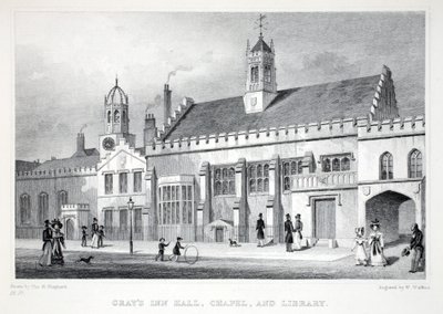 قاعة Gray&39;s Inn ، مصلى ومكتبة ، من حانة &39;London and Environs in the Nineteenth Century&39;. شركة جونز أوند ، 1827-1829 بواسطة توماس هوسمر شيبرد