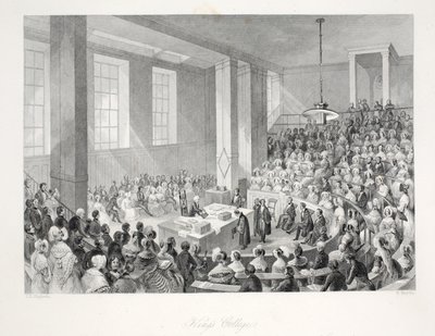 كلية كينغز ، من حانة "London Interiors with the Costumes and Ceremonies". جوزيف ميد ، لندن ، 1843 (نقش الفولاذ) بواسطة توماس هوسمر شيبرد
