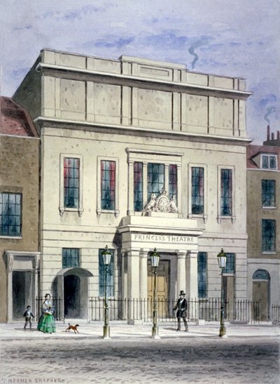 شمال أمام مسرح برينسيس في شارع إيست كاسل ، سانت ماريليبون ، لندن ، c1830 بواسطة توماس هوسمر شيبرد