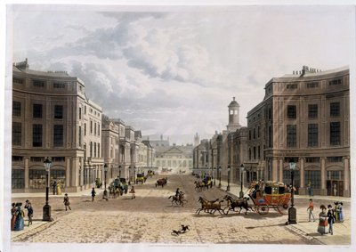 شارع ريجنت ، من بيكاديللي ، نقش جيه.بلوك (fl.1791-1831) ، حانة. 1822 من قبل "مستودع الفنون" لأكرمان (أكواتينت) بواسطة توماس هوسمر شيبرد