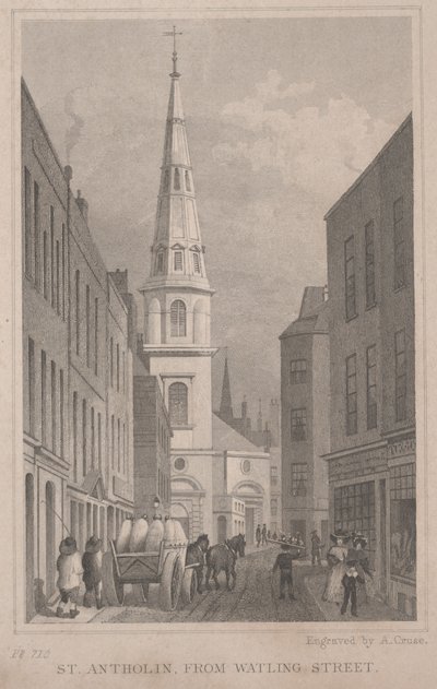 القديس أنثولين ، من شارع Watling ، نقش بواسطة A. Cruse ، حوالي 1830 (نقش) بواسطة توماس هوسمر شيبرد