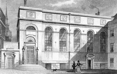 قاعة Stationers ، قاعة Hallers &39;Hall ، منقوشة بواسطة W. Watkins ، 1830 بواسطة توماس هوسمر شيبرد