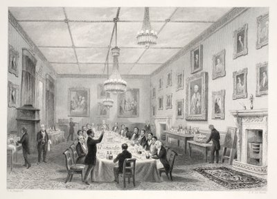 منزل مسقوف بالقش ، من حانة "London Interiors with the Costumes and Ceremonies". جوزيف ميد ، لندن ، 1843 (نقش الفولاذ) بواسطة توماس هوسمر شيبرد
