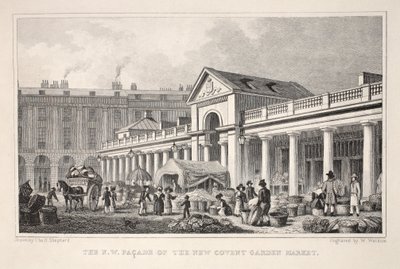 واجهة NW لسوق New Covent Garden Market ، من حانة &39;London and Environs in the Nineteenth Century Pub. شركة جونز أوند ، 1827-1829 بواسطة توماس هوسمر شيبرد