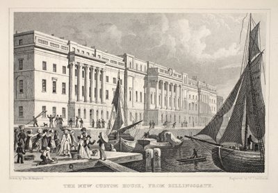 The Custom Custom House ، من بيلينجسجيت ، من حانة "لندن وضواحيها في القرن التاسع عشر". شركة جونز أوند ، 1827-1829 بواسطة توماس هوسمر شيبرد