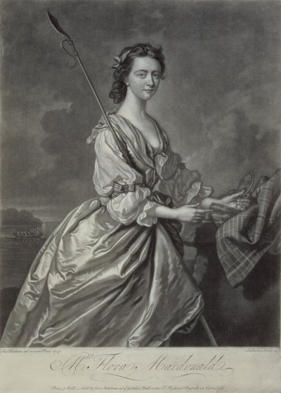 فلورا ماكدونالد (1722-1790) ، نقشها جيه فابر ، 1747 (نقش mezzotint) بواسطة توماس هدسون