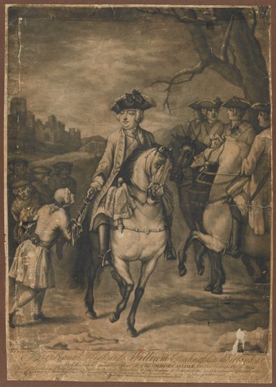 صاحب السمو الملكي دوق كمبرلاند ، والضابط القائد الفرنسي يستسلم كارلايل لسموه ، 30 ديسمبر 1745 ، 1746 (mezzotint) بواسطة توماس هدسون