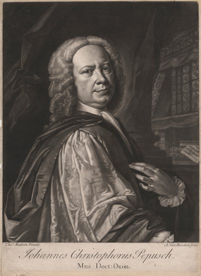 يوهانس كريستوفوروس بيبوش ، نقشها ألكسندر فان هايكن (1701-58) ، ج .1735 (mezzotint) بواسطة توماس هدسون