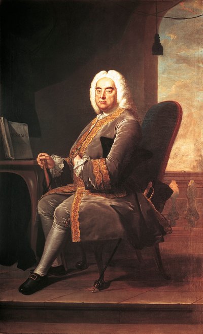 Portrait of German-English composer George Frideric Handel (1685-1759) بواسطة توماس هدسون