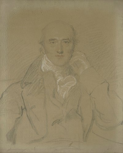 صورة لجورج كانينج ، النائب (1770-1827) ، نصف الطول ، جالسًا (قلم رصاص ، أسود ، طباشير أبيض وأحمر على قماش) بواسطة توماس لورانس