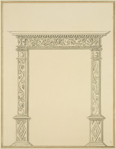 مدخل منحوت في House in Lewin's Mead (قلم رصاص وألوان مائية على ورق) بواسطة توماس ليسون الأكبر روبوتبهام