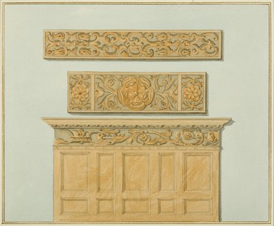 Parts of the Panelling and Frieze, in Langton Mansion, on the Back (watercolor on paper) بواسطة توماس ليسون الأكبر روبوتبهام