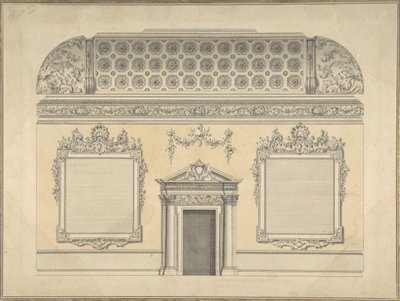 تصميم لجزء من غرفة روكوكو ، بسقف مغطى وكورنثيان مزخرف ... ، حوالي 1750. بواسطة توماس لايتولر.