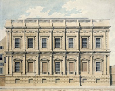 منظر لبيت الولائم في وايتهول ، وستمنستر ، ج .1790 بواسطة توماس مالتون جنر.