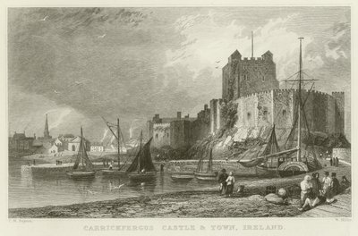 Carrickfergus القلعة والمدينة بواسطة توماس مان باينز