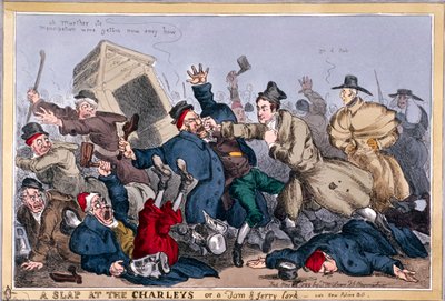 "صفعة على تشارليز أو توم وجيري قبرة ، بنصيحة New Poliece Bill" ، 1829 بواسطة توماس ماكلين