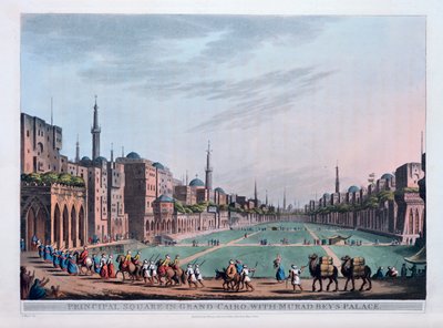 الميدان الرئيسي في القاهرة الكبرى ، بقصر مراد بيز ، 1801 بواسطة توماس ميلتون