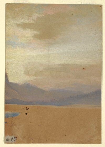 رسم، سهول أمريكية مع سلسلة جبال في المسافة، قبل عام 1872 بواسطة توماس موران