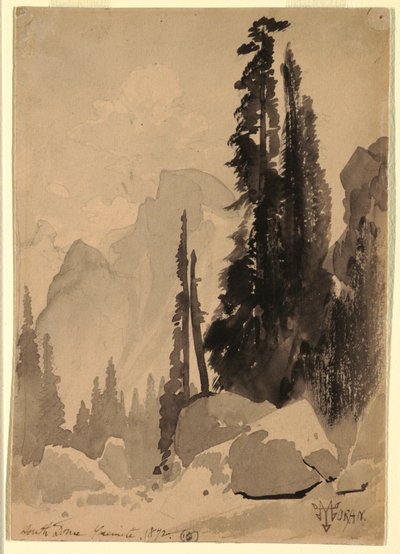 رسم، نصف قبة، يوسمايت، 1872 بواسطة توماس موران