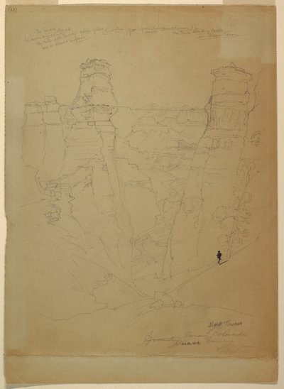 رسم، أبراج صخرية في وادي مواف [مواف]، كولورادو، 1873 بواسطة توماس موران