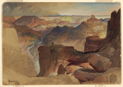 رسم، منظر من هضبة باول، جراند كانيون، كولورادو، 1873 بواسطة توماس موران