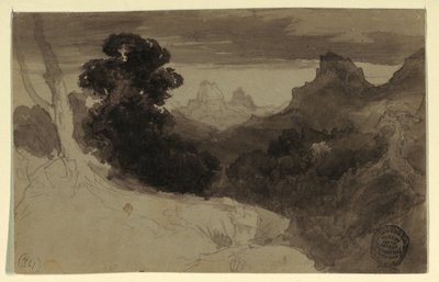 رسم، منظر لجبال تيتونز، وايومنغ، 1874 بواسطة توماس موران