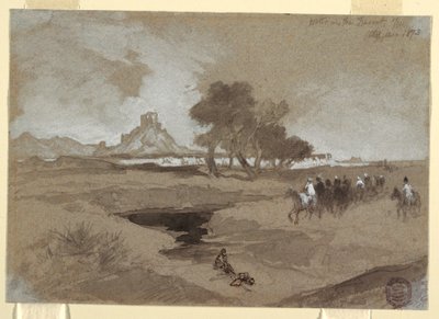رسم، حفرة مائية في الصحراء، يوتا، 1873 بواسطة توماس موران