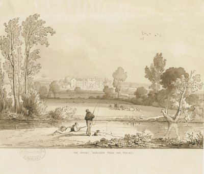 Colwich - The Mount Nunnery: رسم بني داكن ، 1837 بواسطة توماس بيبلو وود