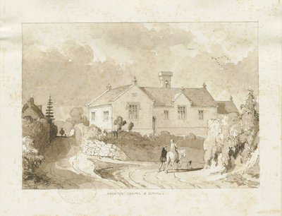 كروكسدن - كنيسة صغيرة ومدرسة: رسم بني داكن ، بدون تاريخ [1817-1845] (رسم) بواسطة توماس بيبلو وود