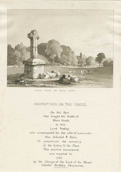 Drayton-in-Hales - &39;Audley Cross on Blore Heath&39;: رسم بني داكن بواسطة توماس بيبلو وود