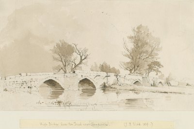 Handsacre - Old High Bridge: رسم يغسل بني داكن بواسطة توماس بيبلو وود