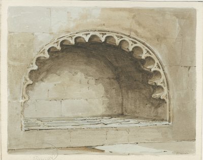 كنيسة بنكريدج - النصب التذكاري في الجدار الجنوبي: الرسم بالألوان المائية ، [1817-1845] (لوحة) بواسطة توماس بيبلو وود