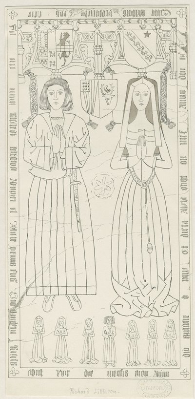 كنيسة بنكريدج - قبر ريتشارد ليتلتون: الرسم بالقلم الجاف والحبر ، و [1842-1845] (رسم) بواسطة توماس بيبلو وود