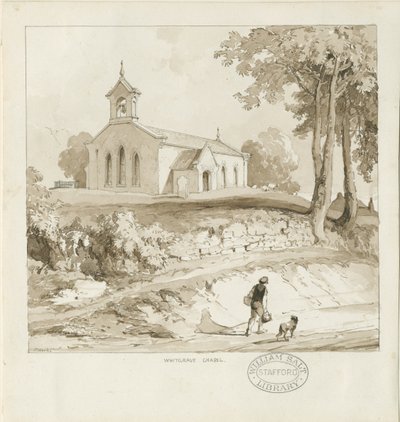 ستافورد - كنيسة ويتغريف: رسم بني داكن ، بدون تاريخ [عام 1838] (رسم) بواسطة توماس بيبلو وود