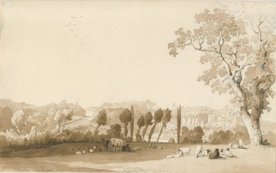 Tettenhall - منظر بعيد من الجنوب الشرقي: الرسم بالقلم الرصاص والغسيل ، 30 أغسطس 1837 بواسطة توماس بيبلو وود