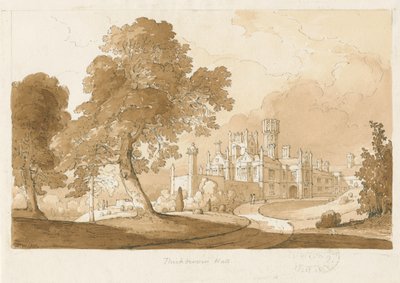 "قاعة Thickbroom" [قاعة مانلي]: رسم غسيل بني داكن ، 1837 بواسطة توماس بيبلو وود