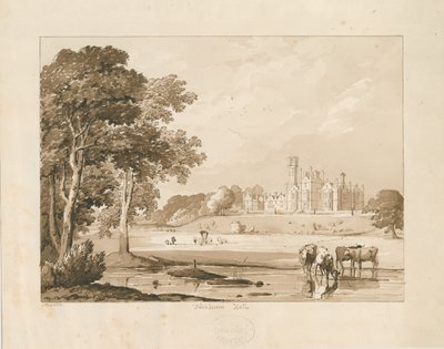 "Thickbroom Hall" [Manley Hall]: رسم بني داكن ، 1837 بواسطة توماس بيبلو وود