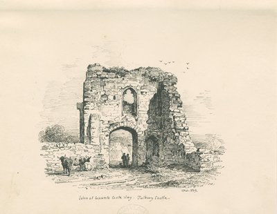 قلعة توتبري - بوابة جون جاونت: الرسم بالقلم الجاف والحبر ، 1839 بواسطة توماس بيبلو وود