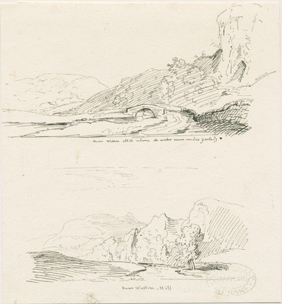 Wetton Mill: رسم بالقلم والحبر ، بدون تاريخ [1817-1845] بواسطة توماس بيبلو وود