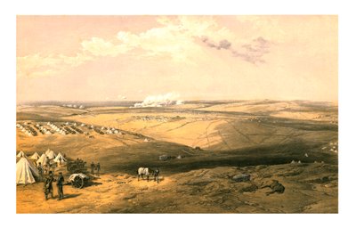 منظر بعيد لمقر اللورد راجلانز قبل سيباستوبول ، 1855. بواسطة توماس بيكين