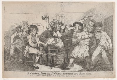 حفلة كريبج في سانت جايلز منزعجة من قبل عصابة الصحافة ، 26 أكتوبر 1787. ، 26 أكتوبر 1787. بواسطة توماس رولاندسون
