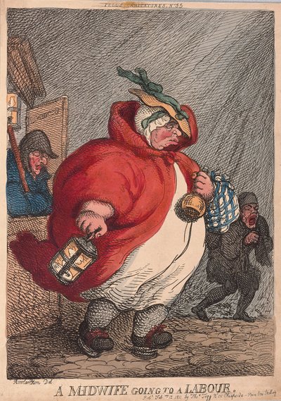 قابلة تذهب للعمل ، حانة. 1811 (نقش يدوي) بواسطة Thomas Rowlandson