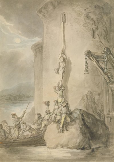 رحلة عسكرية ، حوالي 1794 (قلم وحبر بالألوان المائية وغسل الجرافيت على الورق) بواسطة توماس رولاندسون